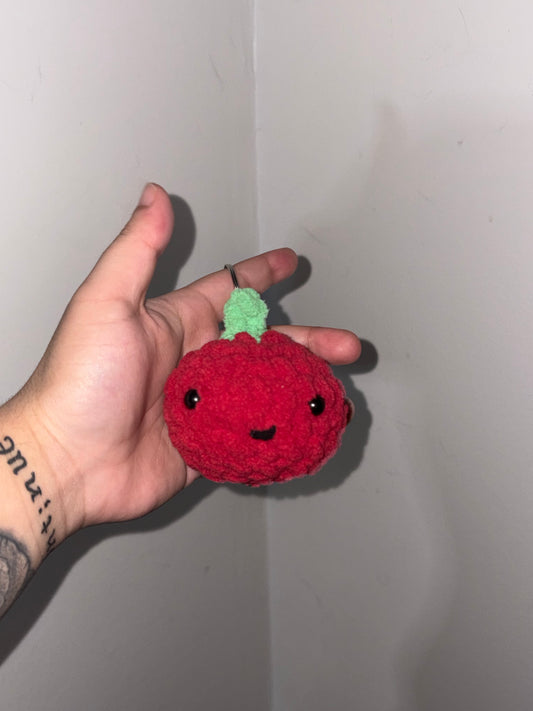 Happy Crocheted Tomato Keychain