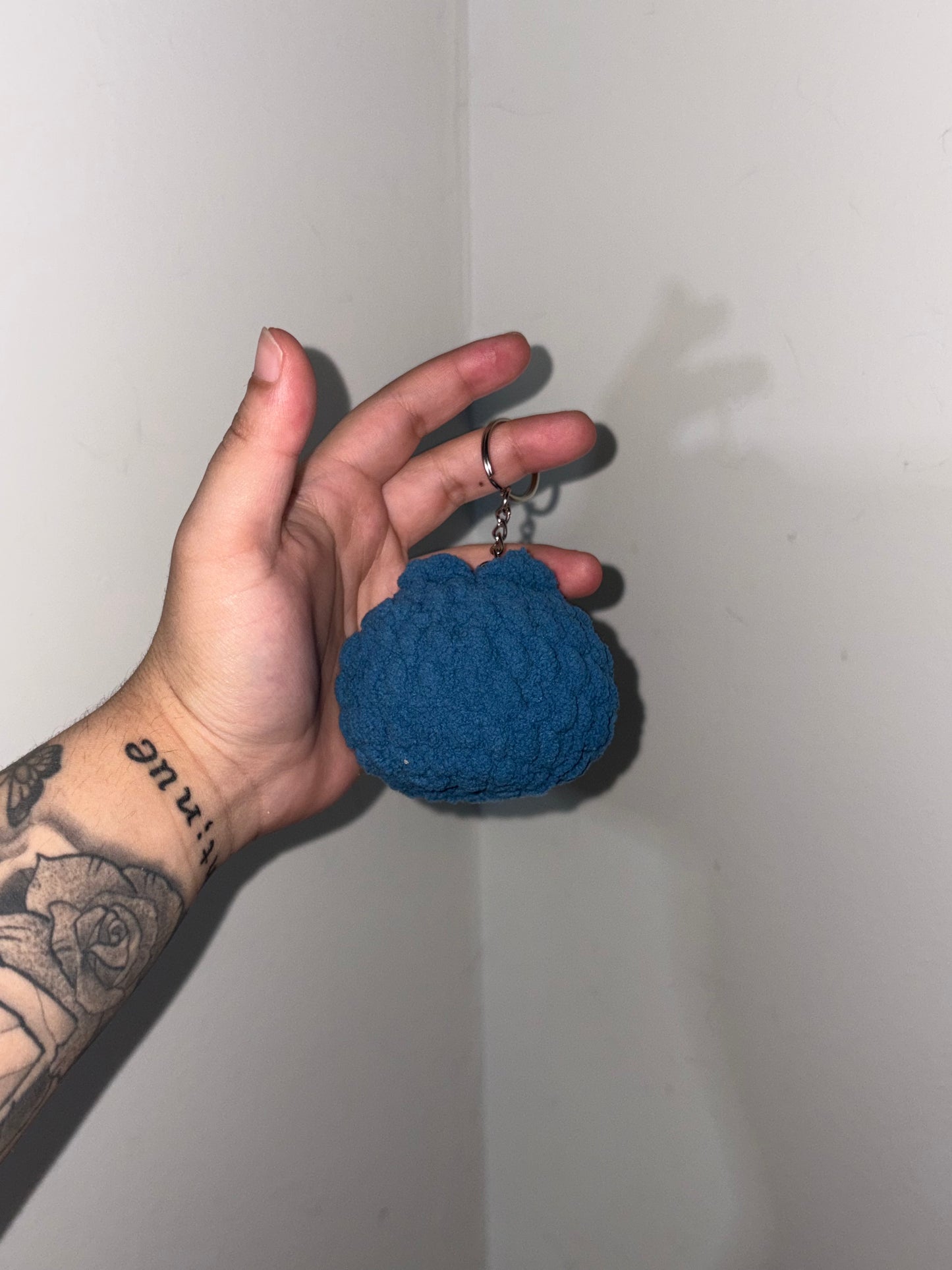 Happy Crocheted Blueberry Keychain